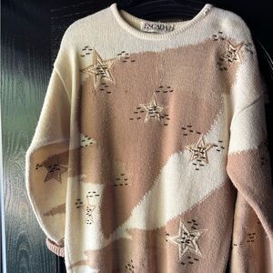 Escada Star Patterned Beige and Cream Sweater